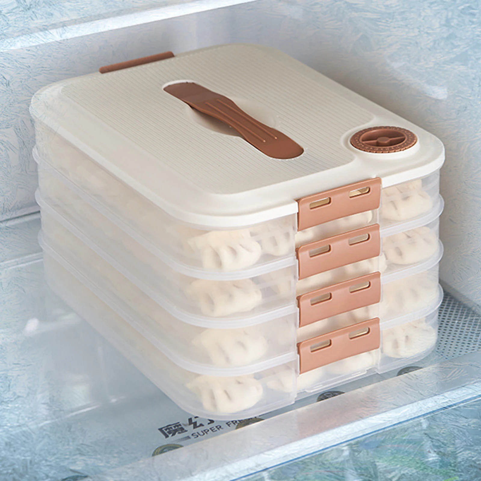 

3/4-layer Food Preservation Box Sealed Wonton Dumpling Storage Containers Stackable Durable with Timer Kitchen Supplies
