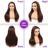 13x4 4 #   Perruques Lace Front Marron Chocolat en Cheveux Humains pour Femmes, Perruque Frontale HD Lisse avec Fermeture en Cheveux Humains, Cheveux Vietnamiens 6