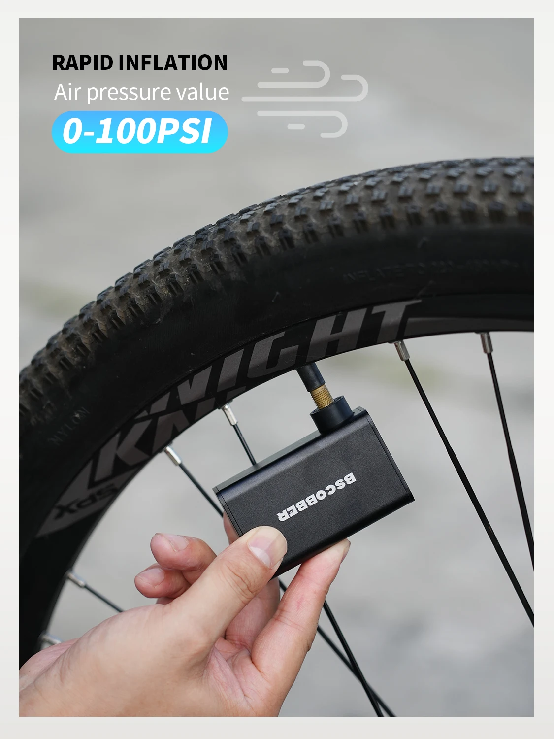 Bike Accessories Electric Portable Air Pump Tyre Inflator Emergency Lamp 100PSI
