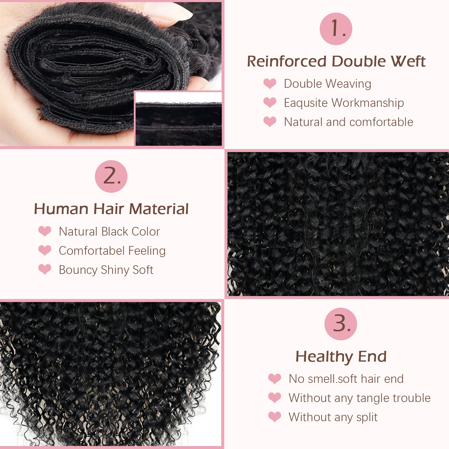 Abijale Curly Clip In Hair Extensions 120G 4C Afro Kinky Curly Clip Ins Seamless Clip In Extensions Natural Virgin Remy Hair