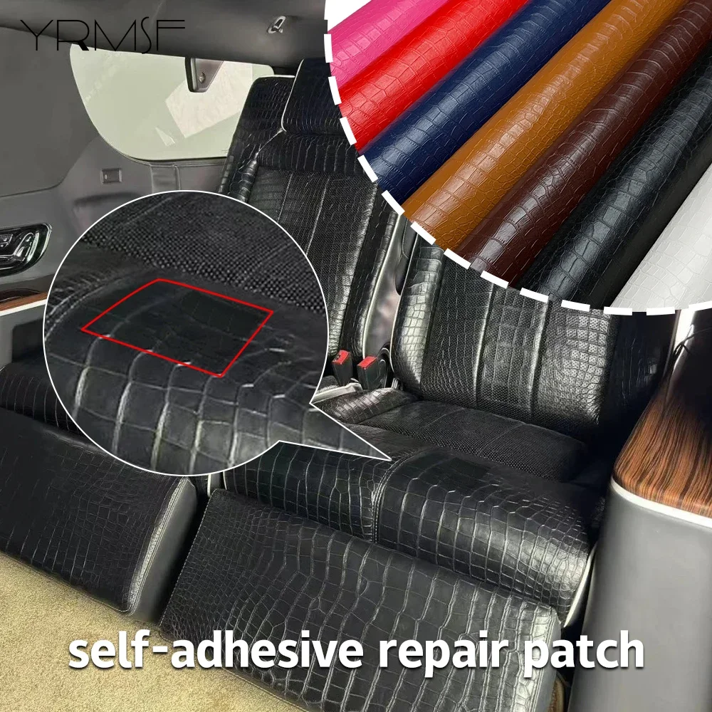 Self-Adhesive Faux Leather Rolls Crocodile Embossed PU Leather Vinyl Fabric Crafts Materials for DIY Home Decor Handmade Sewing