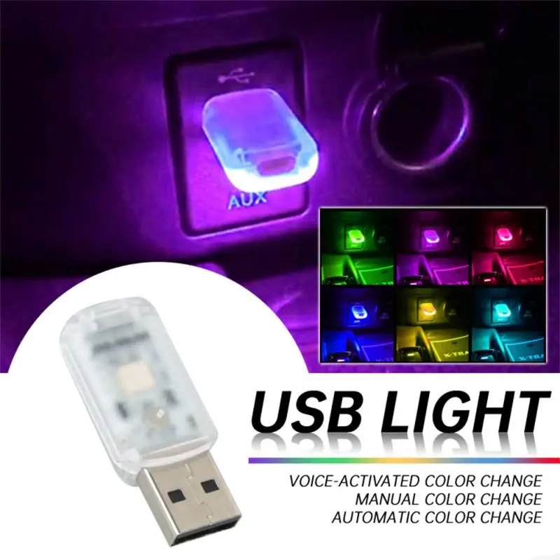 Mini USB LED światła samochodowe wnętrze auta nastrojowe oświetlenie oświetlenie PC zasilanie mobilne ładowanie kolorowa dekoracyjna lampa akcesoria samochodowe