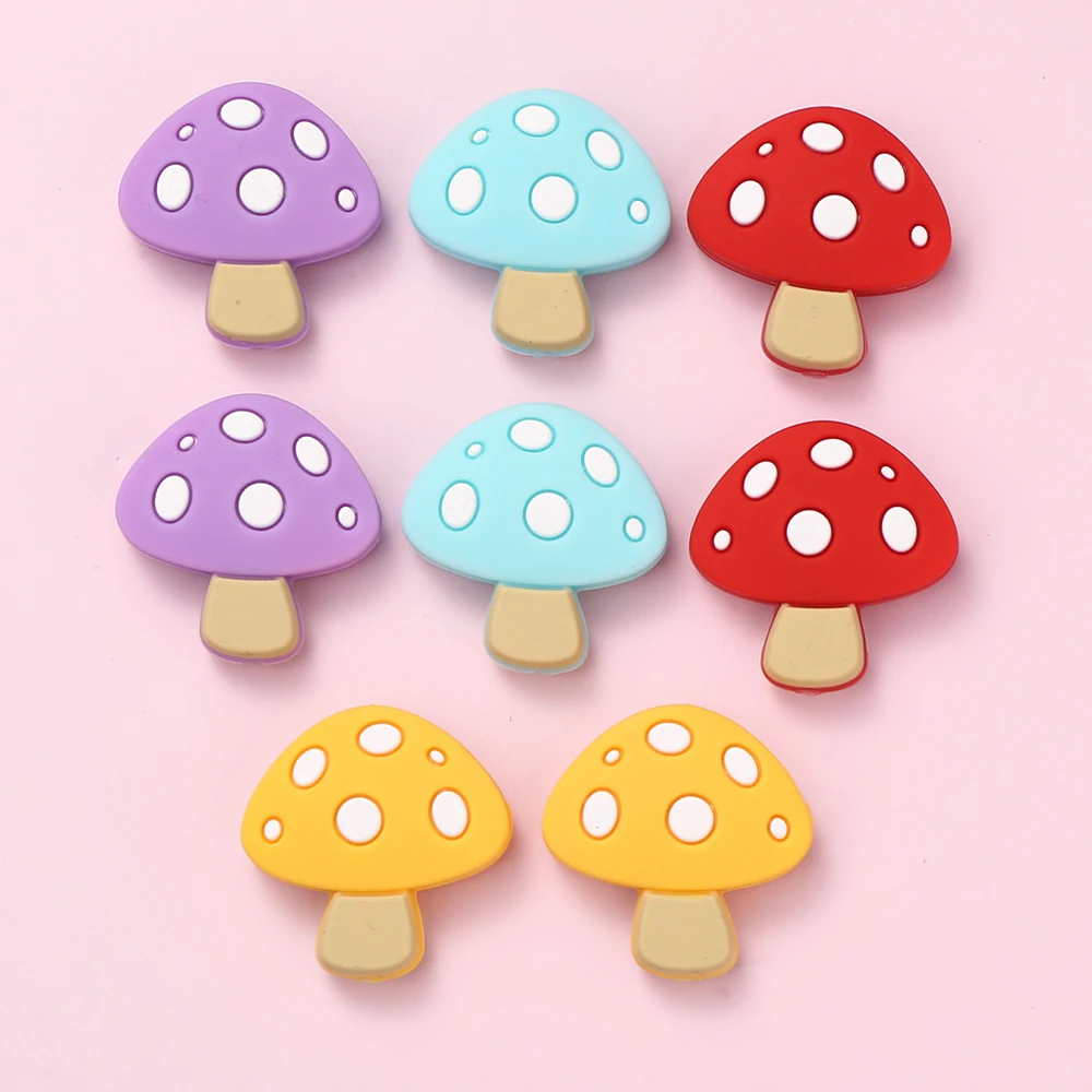 10Pcs New Silicone Beads Cartoon Mushroom Shaped Focal Beads For Jewelry Making DIY Nipple Chain Bead Pen Handmade Accessories 5