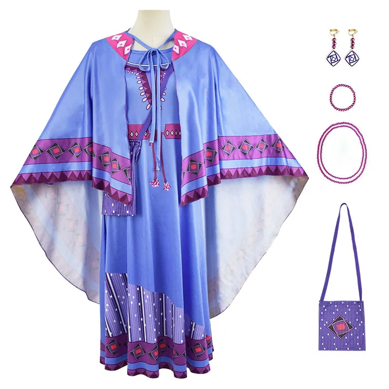 

2023 Wish Asha Cosplay Costumes Girls' Dress And Cloak Accessories Children Size Christmas Halloween Kids Princess Dresses