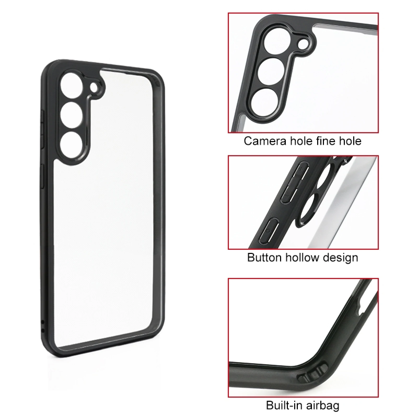 Shockproof TPU Case with Transparent Back Cover and Black Edging