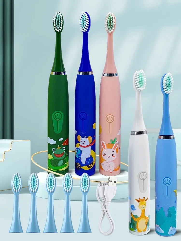 Electric Toothbrush Electric Toothbrush for Children 6 Heads Baby Sonic Tooth Brush Teeth Whitening Toothbrush Soft Bristle Kids Oral Hygiene