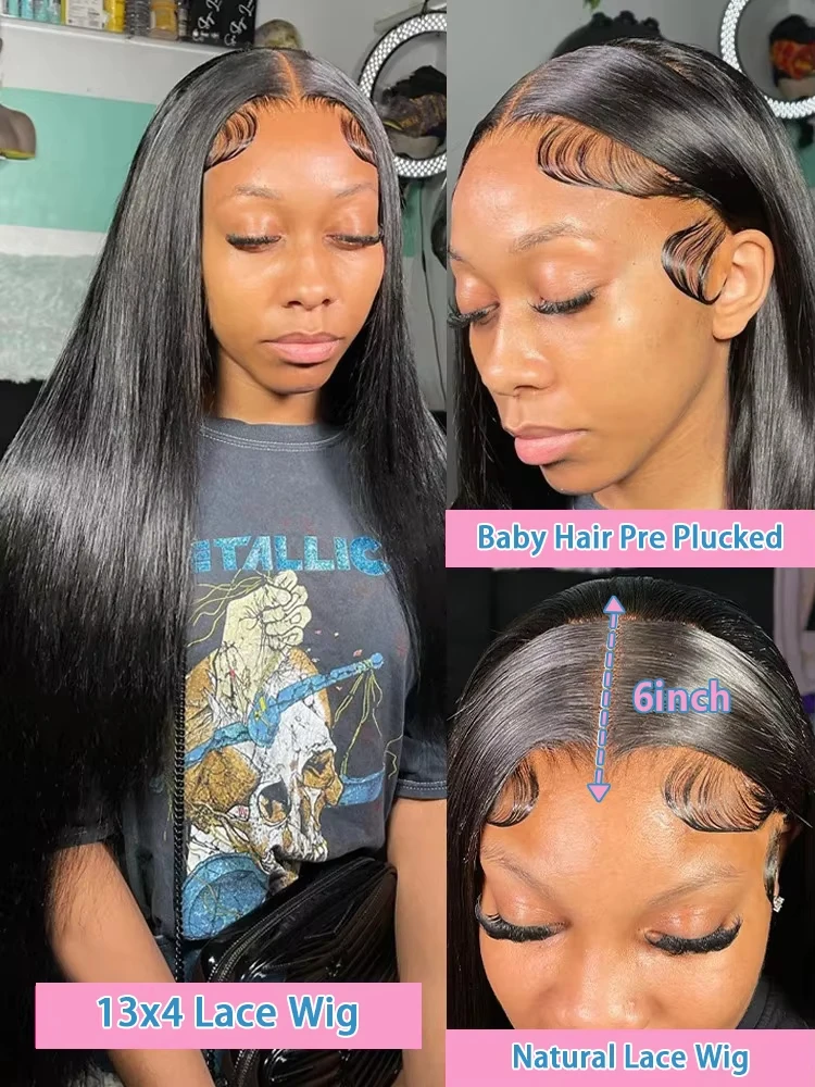 30 36 40 Inch 13x4 13x6 HD Transparent Bone Straight Lace Frontal Wigs 5x5 Glueless Wear and Go Human Hair Wig For Women