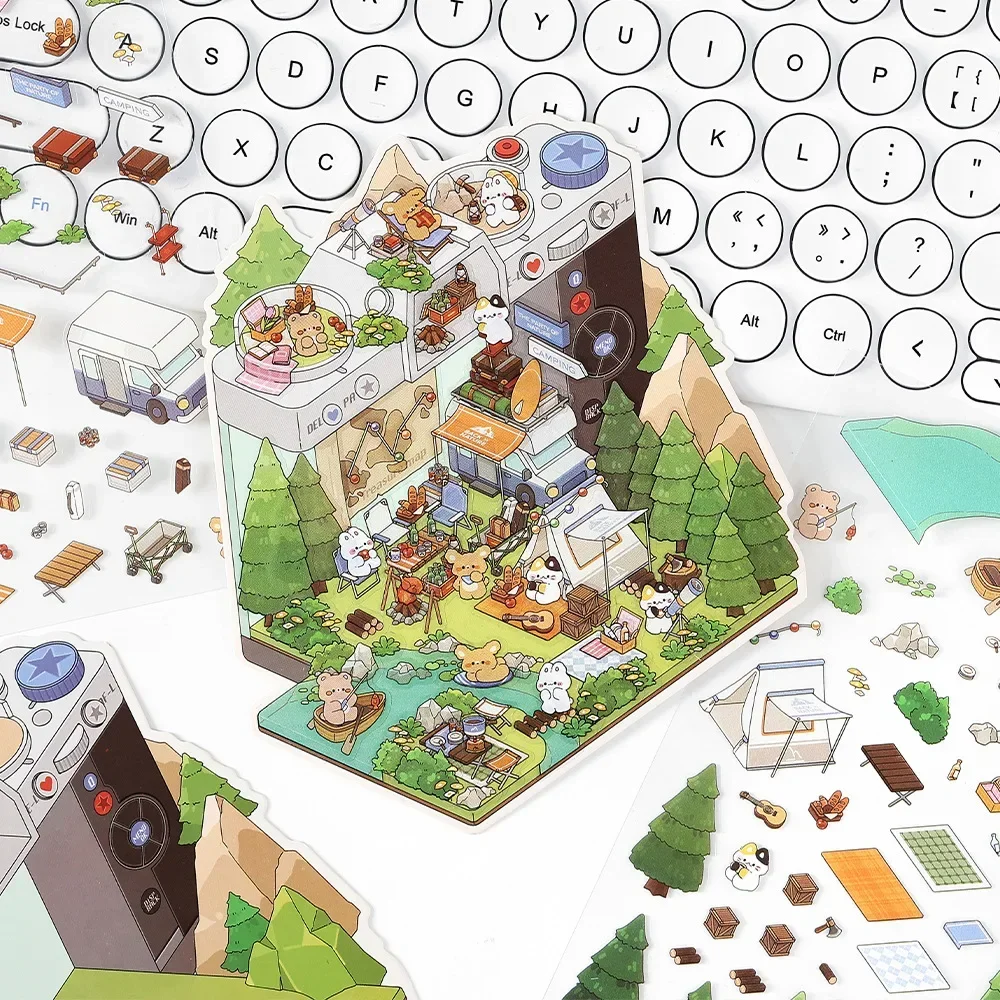 new Infeelme PET 3D Landscape Scenes DIY Cartoon Children Paster Toy Decompression for Adult Material Stickers Scrapbooking
