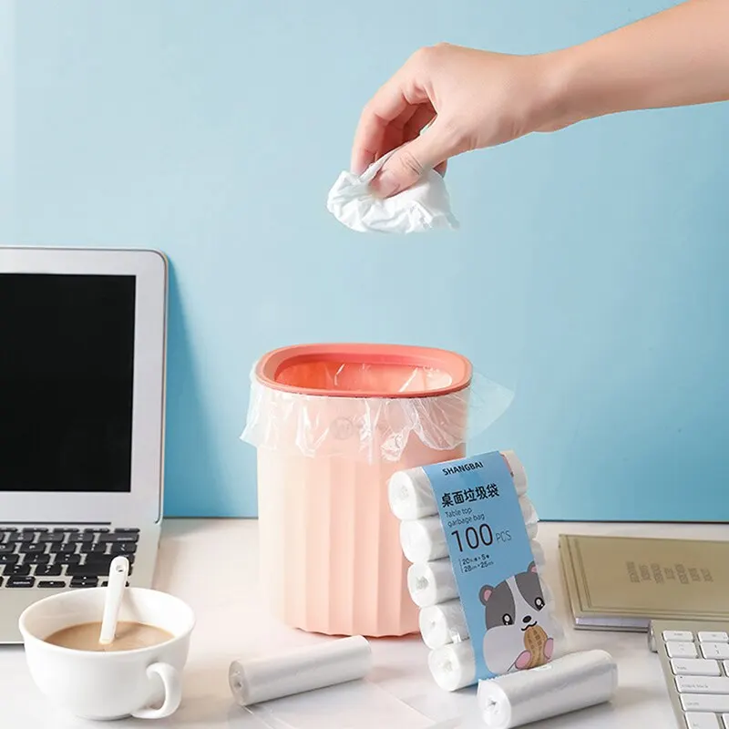 Mini Garbage Bag Household Thickened Small Desktop Garbage 5Roll 100Pcs Trash Bags Disposable Trash Bags Garbage Bags