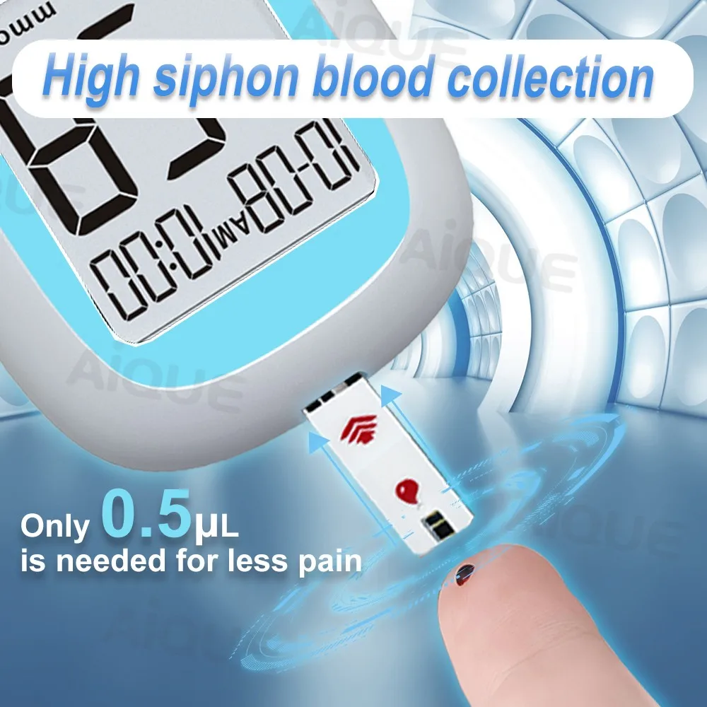 Blood glucose meter AiQUE blood glucose meter GDH glucometer 50/10 strips kit full set glucose test strips medical diabetes 6S get results fast
