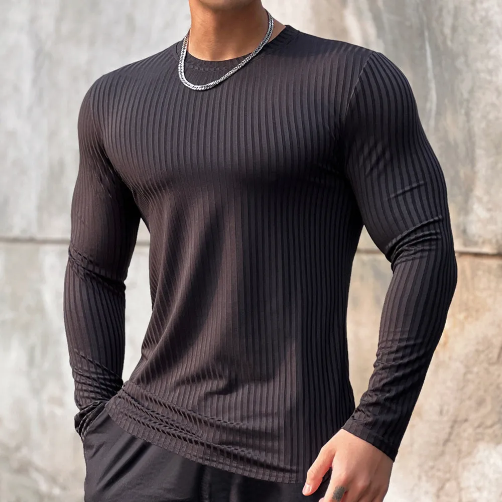 Men's Long Sleeve Quick Dry Fitness T-Shirt - Casual Athletic Performance Top