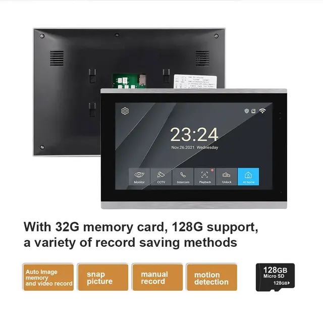 New 5in1 Fingerprint Unlock Tuya Smart 10inch Wifi Video Intercom System Video Door Phone Camera with Motion Detector 1080P 3