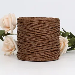 Handmade Natural Raffia Straw Yarn for Knitting and Crocheting Summer Hats and Bags (Coffee)