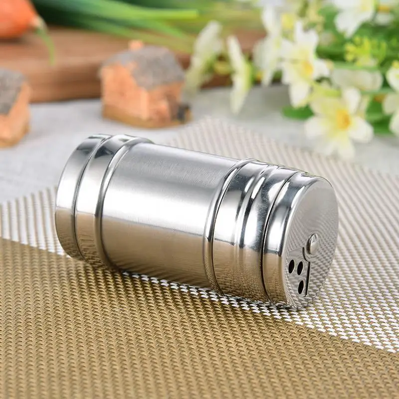 

Stainless Steel Multi Purpose Rotary Cans Salt Sugar Bottle Rotating Cover Spice Pepper Shaker Spice Jar For Kitchen Gadgets