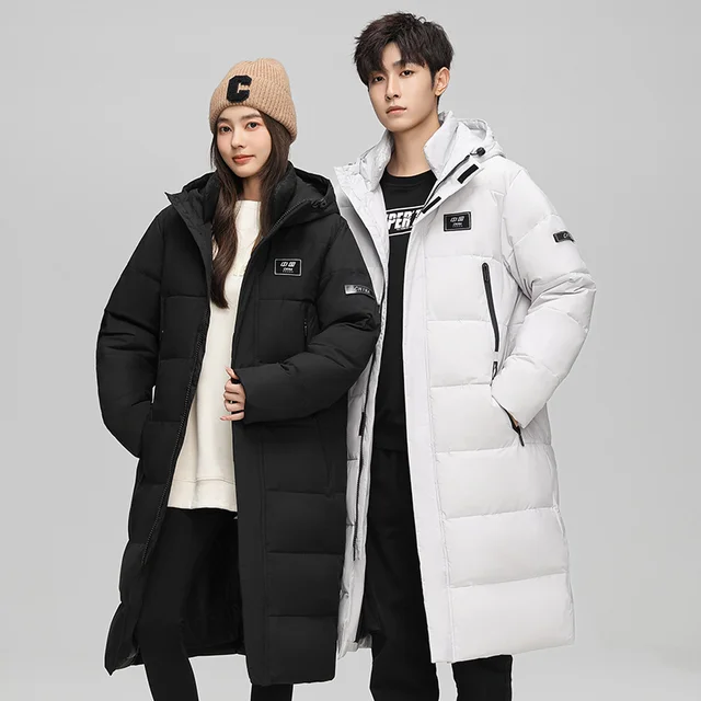 Doudoune à capuche au genou pour hommes et femmes, Parkas chauds, Combinaison de duvet, Épais, Long, ChimCasual, Couple, Hiver, Nouveau 2