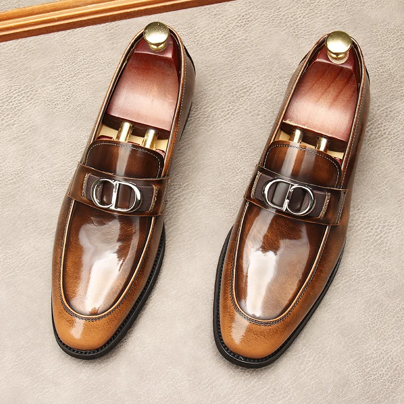 Men's shoes overshoes lacquered leather work wear formal wear high-end wedding shoes large style