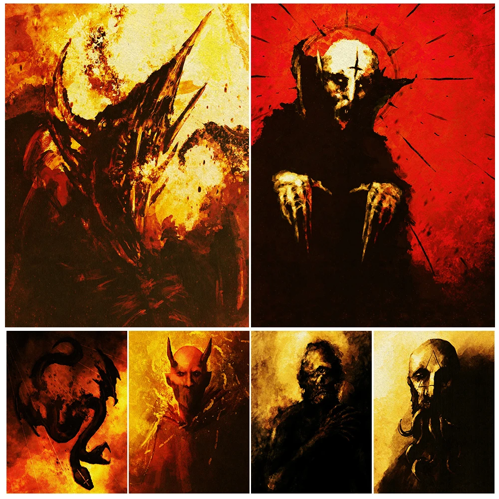

Dracula,Doctor Beak,Burning Demon,Evil Priest Vintage Wall Art Canvas Painting Dark Horror Gothic Witchcraft Art Poster Print
