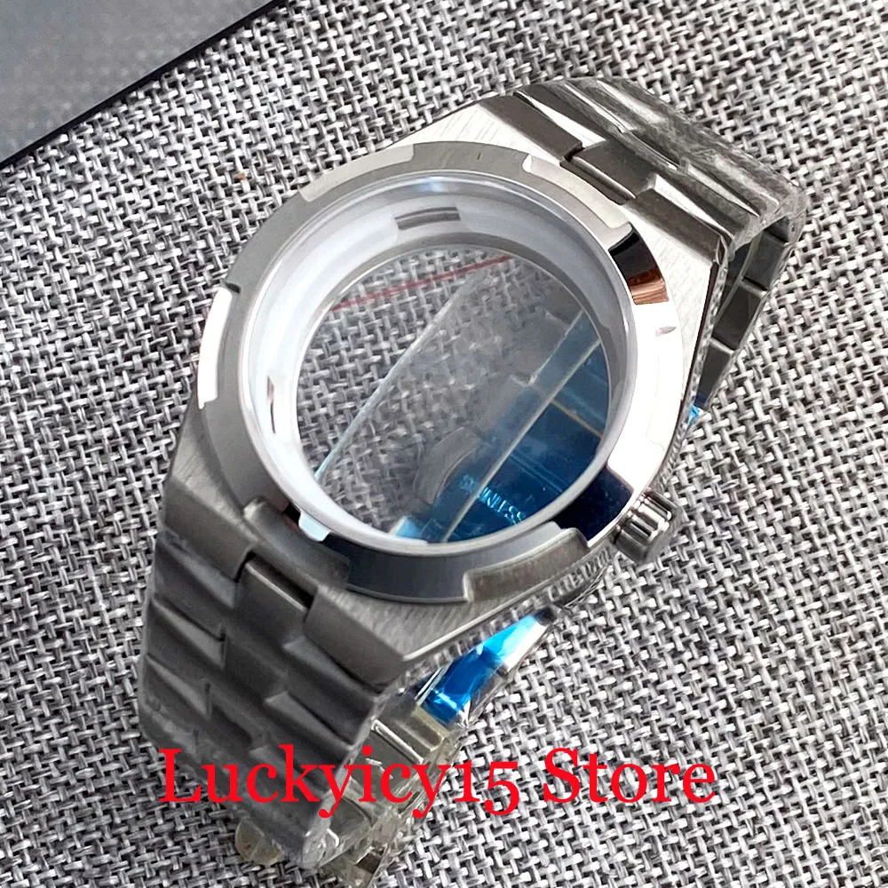 Enhanced Stainless Steel Watch Case with Sapphire Glass Back and Push-Pull Crown, 41MM