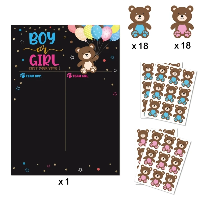 G6Da Gender Reveal Party Baby Gender Reveal Poster Con 36 Adesivi Per Ragazzo E Ragazza