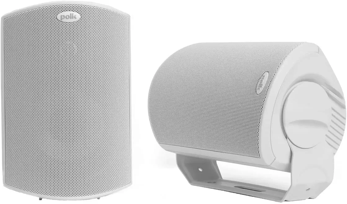 Polk Audio Atrium 6 Outdoor All-Weather Speakers with Bass Reflex Enclosure Broad Sound Coverage Speed-Lock Mounting System