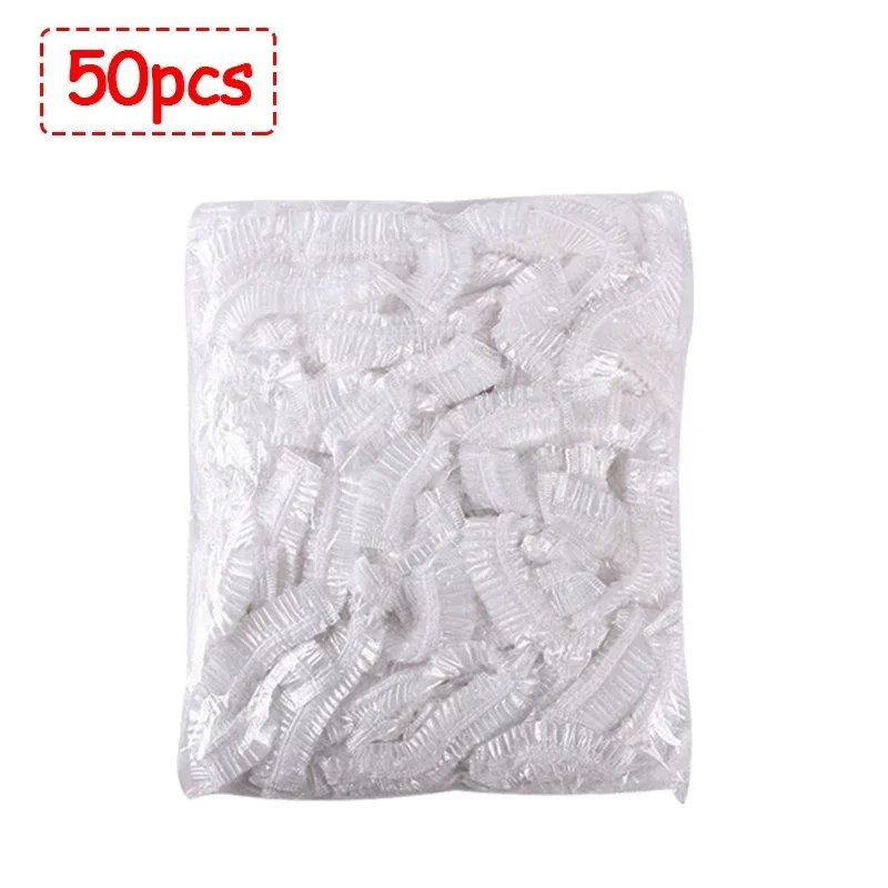 50/100/200 adet tek kullanımlık duş başlığı elastik plastik şal kapakları gıda dokunmamış banyo şapkası su geçirmez duş başlığı mutfak ürünleri