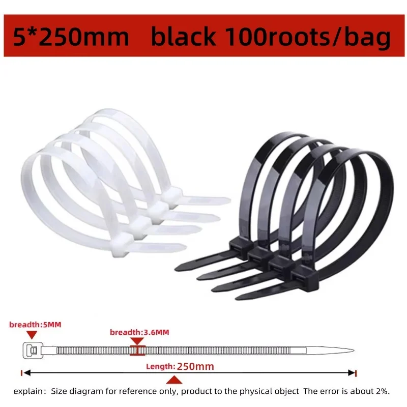 100PCS Self-locking Nylon Cable Ties for Home and Office Organization