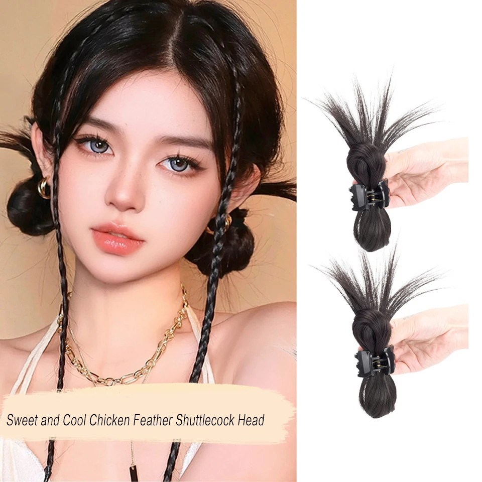 

AS Wanzi Tou Wig Lazy Wind Half Piercing Grab Clip High Horse Tail Temperament Chicken Nest Tou Spicy Girl Wig Bag