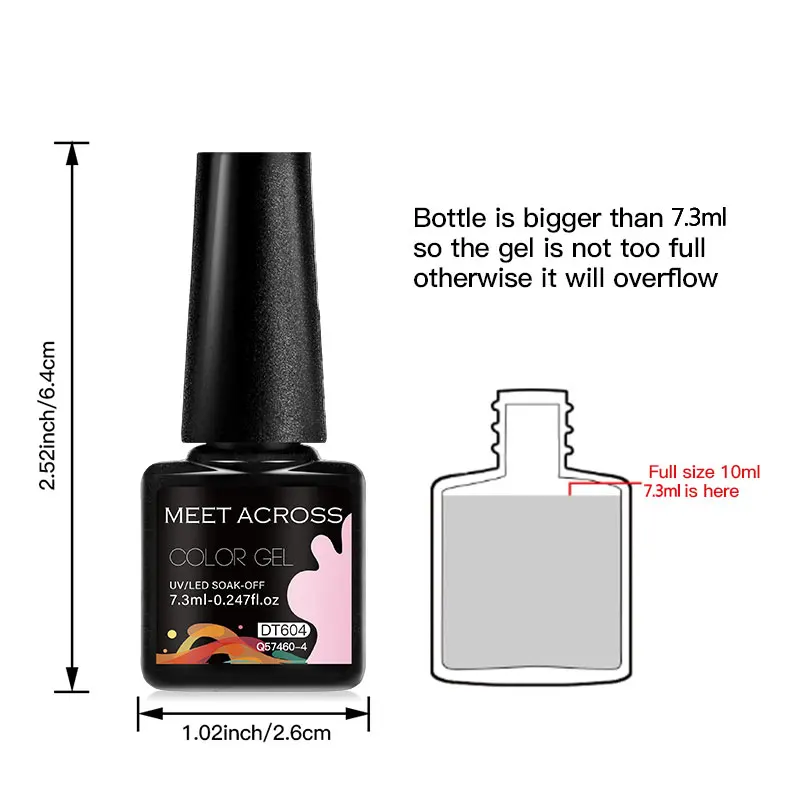 MEET ACROSS 80/20Pcs Glitter Color Gel Nail Polish Set Sparkly Semi Permanent Hybrid Nail Art Varnish Manicure Kits For Nails 6