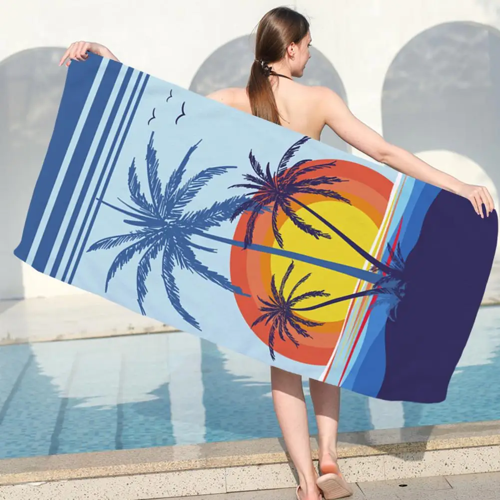 Swimming Towel  Universal Thin Breathable  Cartoon Print Beach Sports Towel Beach Supply