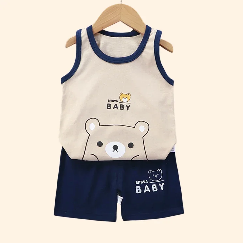 Children Sets Kids Clothes Boys Girls Vest Suit Summer Children's Clothing baby Cotton T-Shirts Shorts Tank Top Sleeveless 2