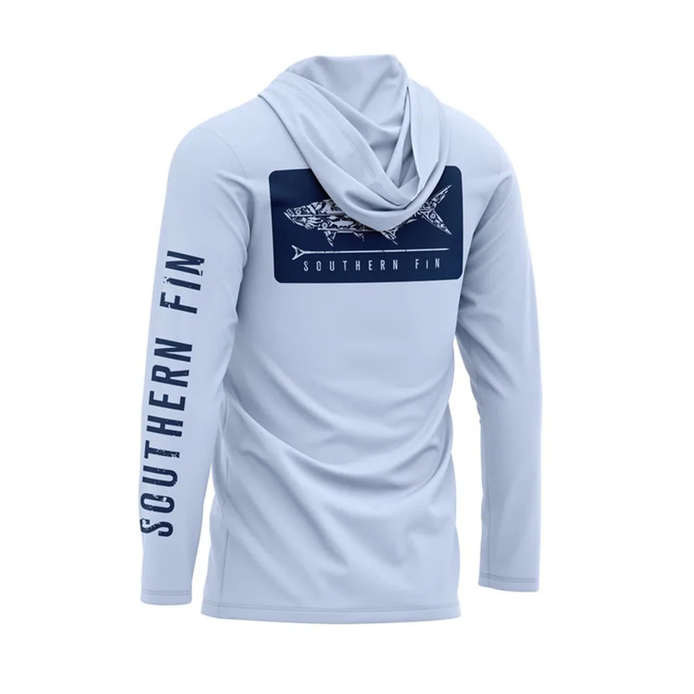 Men Fishing Apparel Cap T-shirt Long Sleeve Tech Hoody Shirt Summer Outdoor Running Fish Green Camisa Racing Clothing