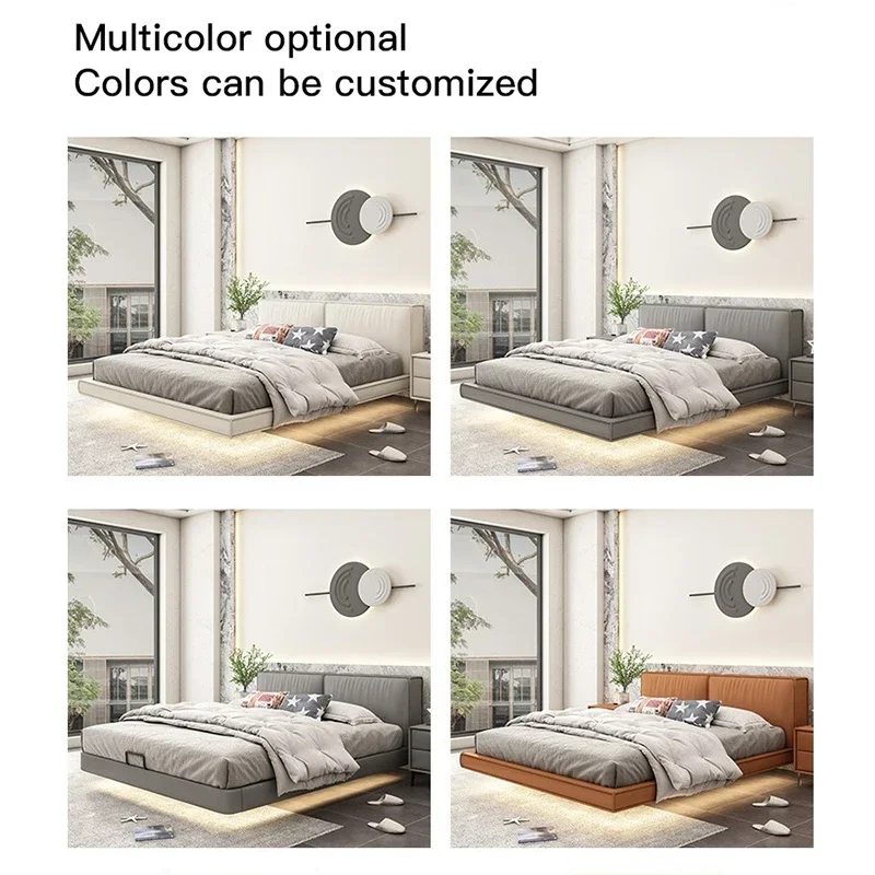White Leather Beds Minimalist Home Furniture Queen Bed Frame Small Apartment 150 Nordic Bedroom Set