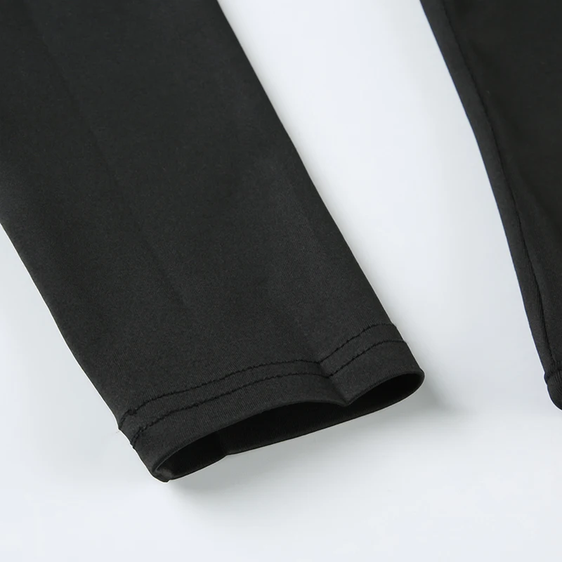 Front Ruched Skinny Long Sleeve Black Bodysuit Women Spring Autumn Solid Simple Basic Bodys Tops