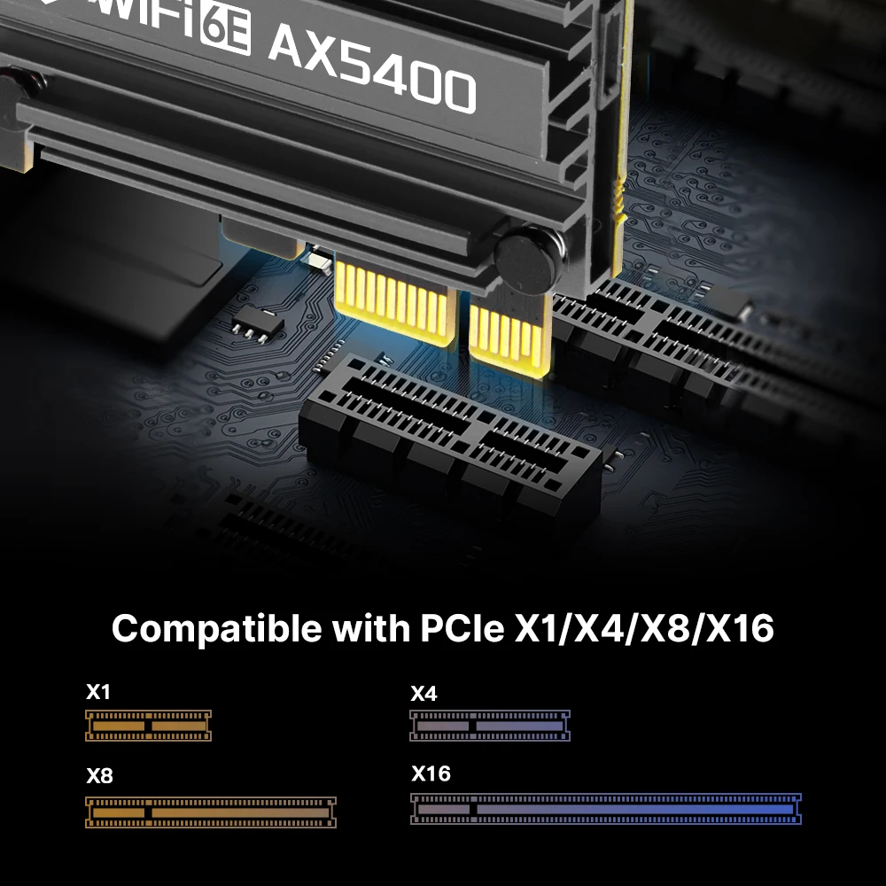 FENVI WiFi6E MT7922 AX5400 PCIE 어댑터 BT 5.3 트라이 밴드 2.4G/5Ghz/6Ghz 802.11AX 네트워크 카드 PC Win 10/11용 무선 수신기