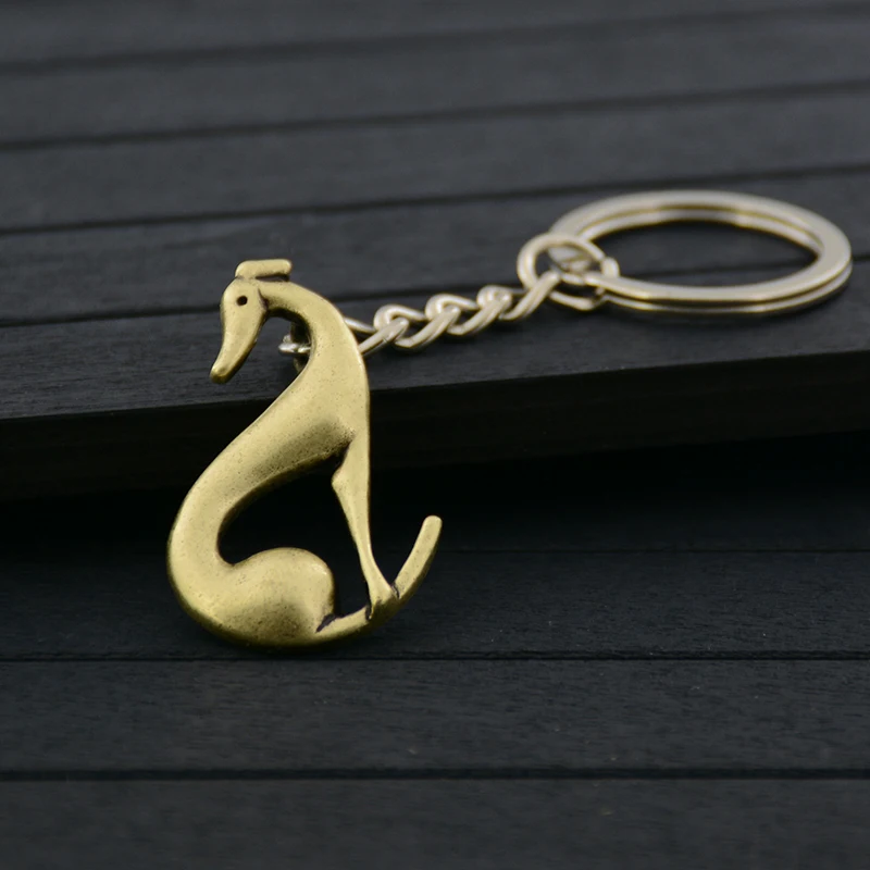 레트로 실버 도금 이탈리아 그레이하운드 Galgo & Whippet 키 체인 개 열쇠 고리 열쇠 고리 가방 매력 여성 애완 동물 보석 휴일 선물