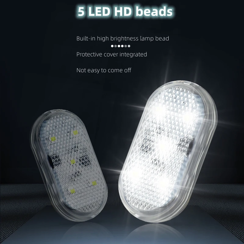 2pcs Led Car Interior  Door Light USB Charging Wireless Magnetic LED Car Door Welcome Light Anti-collision Signal Lamp