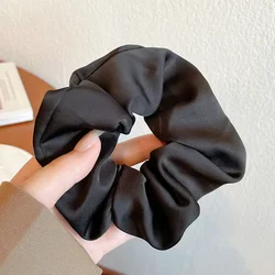 Elegant Silk Scrunchie for Women - Premium Solid Color Hair Accessory (Black)