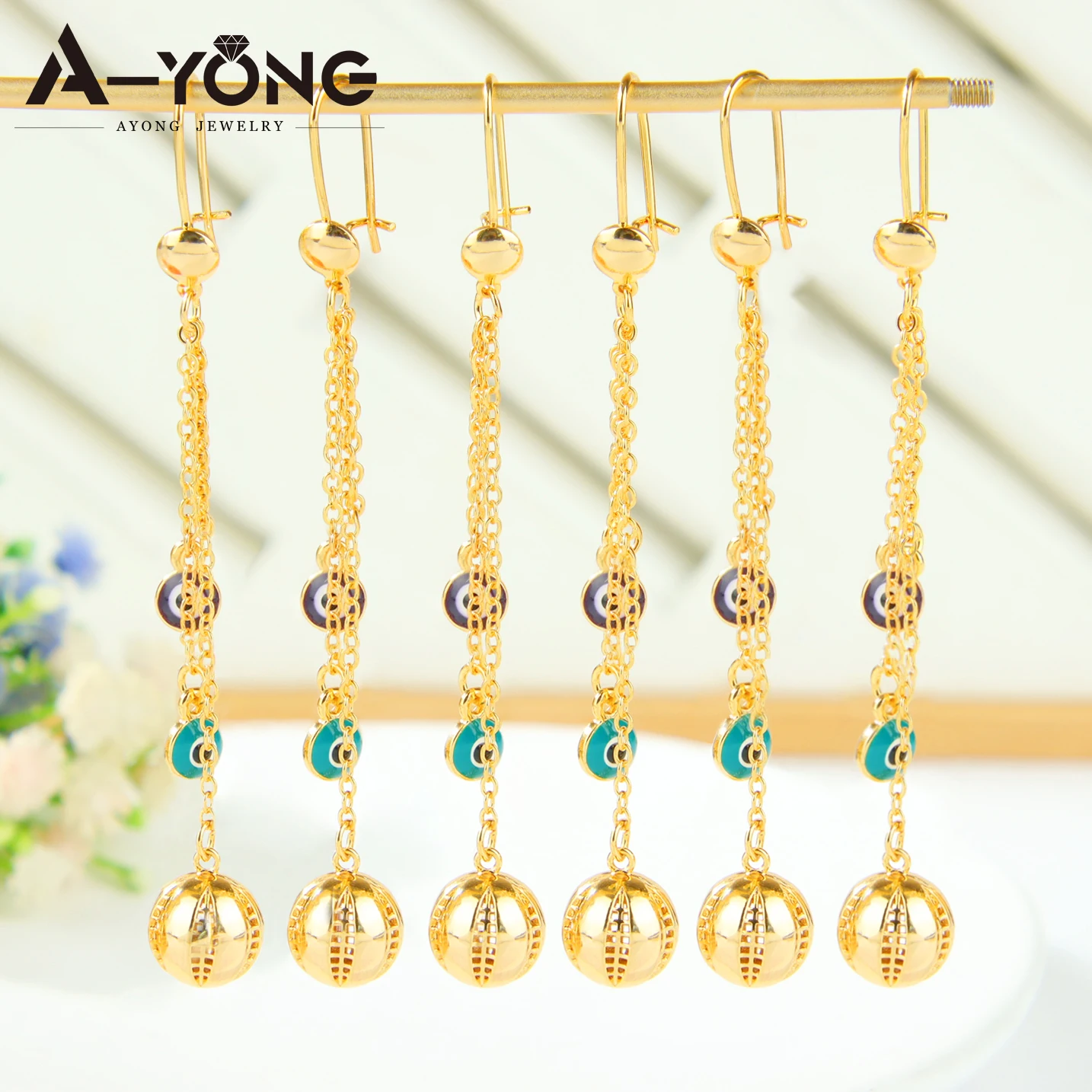 Arabische Mode Glocken-Ohrringe 21k Vergoldet Algerien Vintage Hängeohrringe Nigeria Damen Vintage Party Schmuck – Detail 8