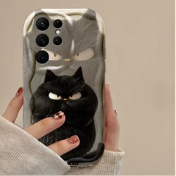 Adorable Black and Orange Cat 3D Wave Phone Case - S22 (White)