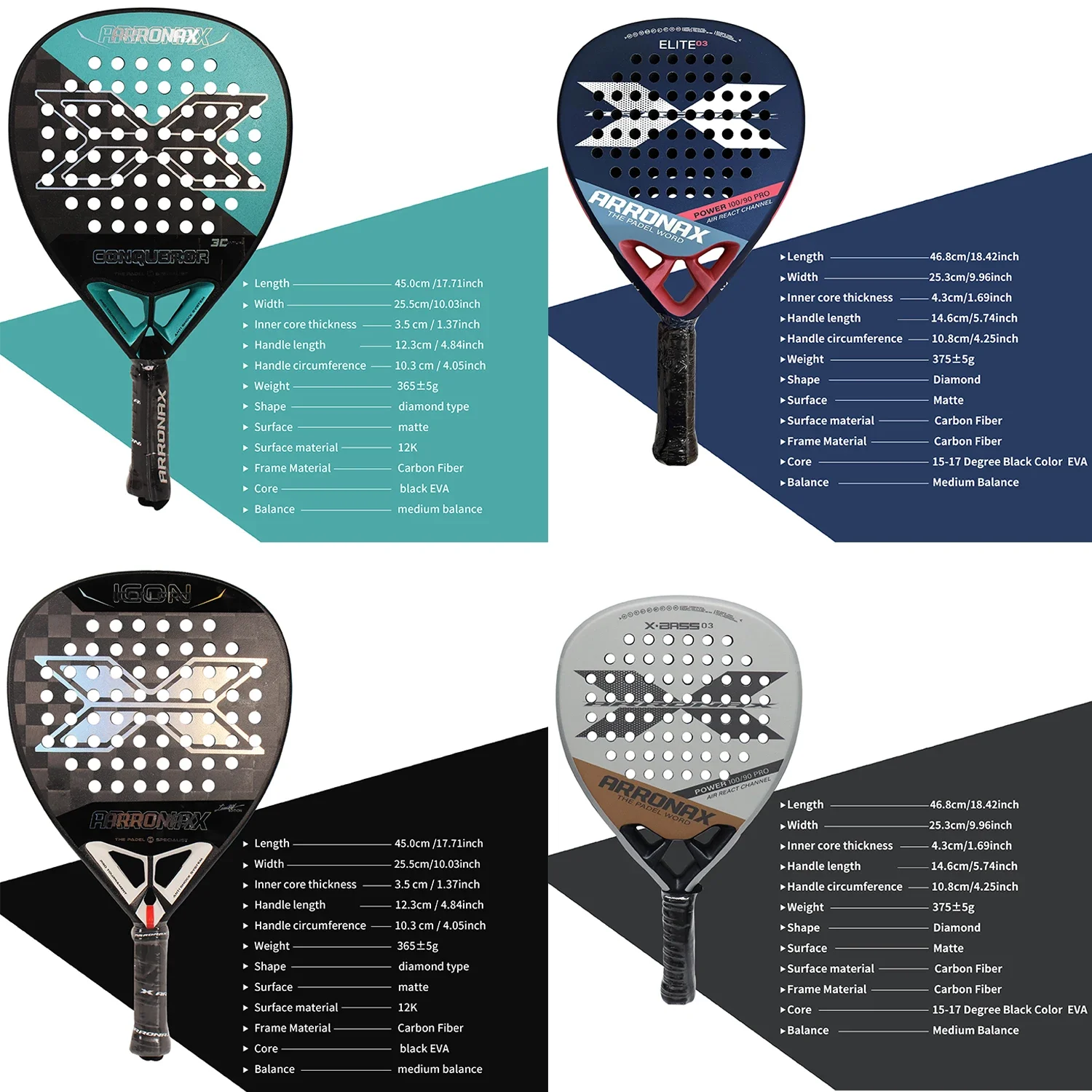 Arronax Padel Tennis Racket 18K 12k Carbon Fiber Surface Treatment EVA Memory Soft Foam Core Padel Racket