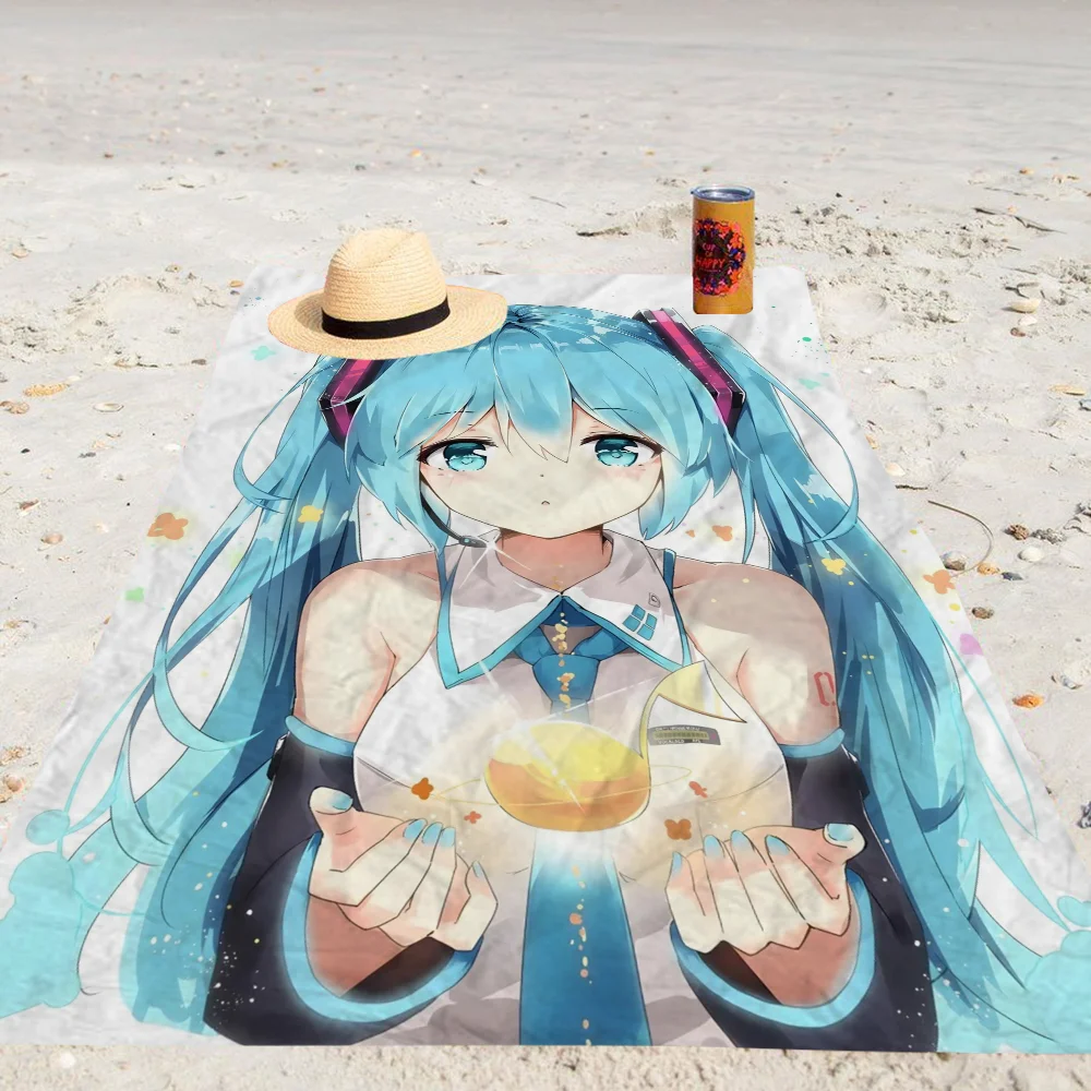 Hatsune Miku Beach Towel Cartoon Cute Summer Kids Large Bath Pool Beach Towel Microfiber Absorbent For Swimming Travel 3
