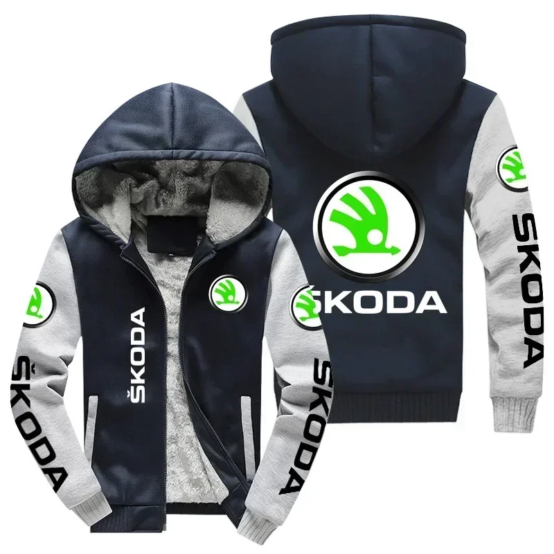 New Winter Men Fashion High Quality Long Sleeve Skoda Car Logo