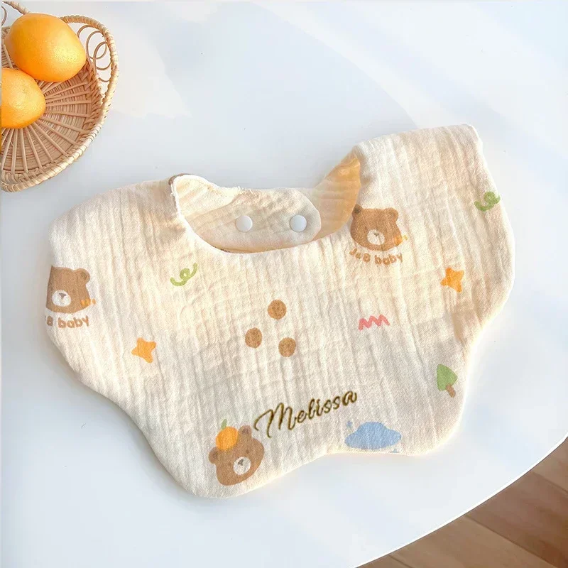 Custom Baby Bibs 6 Layer Cotton Gauze Accessories Newborn for Children Cotton Cartoon Print Saliva Towel Burp Cloths Bandana