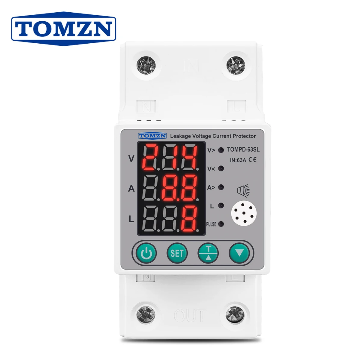 DIN 레일 TOMZN 63A 자동 재연결 과전압 전류 제한 누설 보호, 보호대 계전기 kwh 전원 보호