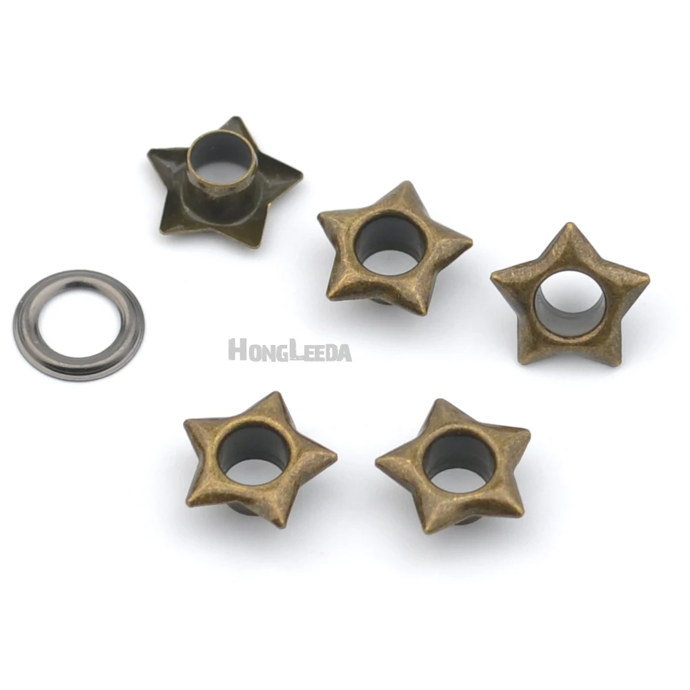 150sets/lot 5mm metal brass eyelets with washer star shape metal grommets silver/black/bronze for eyelet grommet ring,eyelet grommet ring kit,grommet eyelet kit