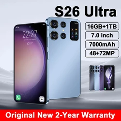 Original S26 Ultra smartphone 7.0HD Screen 16G + 1T 7000Mah Android13 cellulare Dual Sim Face Unlocked 5G Mobile Phone NFC