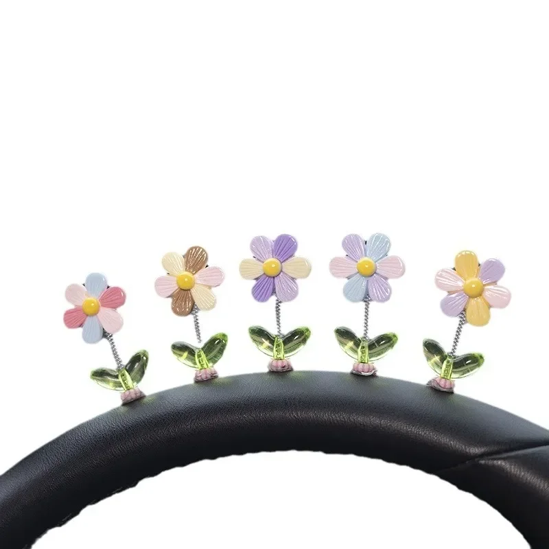 Swinging Flower Car Dashboard Center Console, Cartoon Chrysanthemum Pendant, Car Interior DIY Decoration, Dashboard Accessories