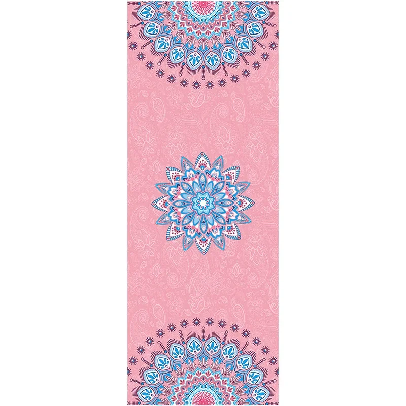 183 * 68 * 0.15Cm Folding Portable Thickened Suede Yoga Mat Printed Absorption Soundproof Extended Non-slip Mat