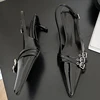 Pumps 2025 Pointed Toe Shallow Ladies Heels Shoes Female Fashion Slingbacks New In Medium Heels Shoes For Women Footwear Mules 3
