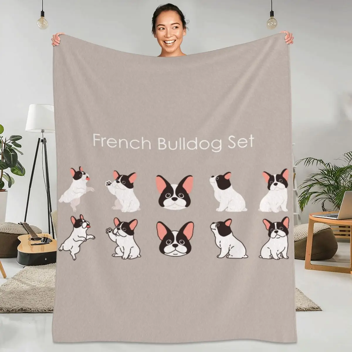 

French Bulldog Flannel Blanket Quality Warm Soft Animal Throw Blanket Winter Camping Outdoor Funny Bedspread